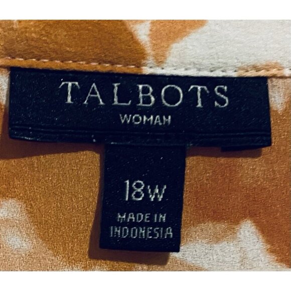 Talbots Top Womens 18W Orange Floral Ruffle Front Popover Chiffon Romantic - Picture 5 of 7